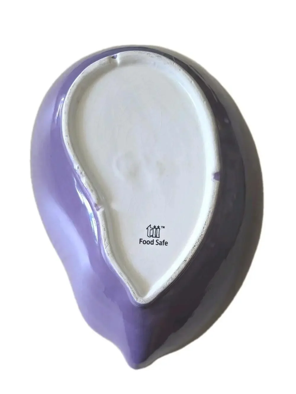 Eggplant Shaped Bowl in Food Safe Glossy Lead-Free Purple Finish Ceramic Vintage